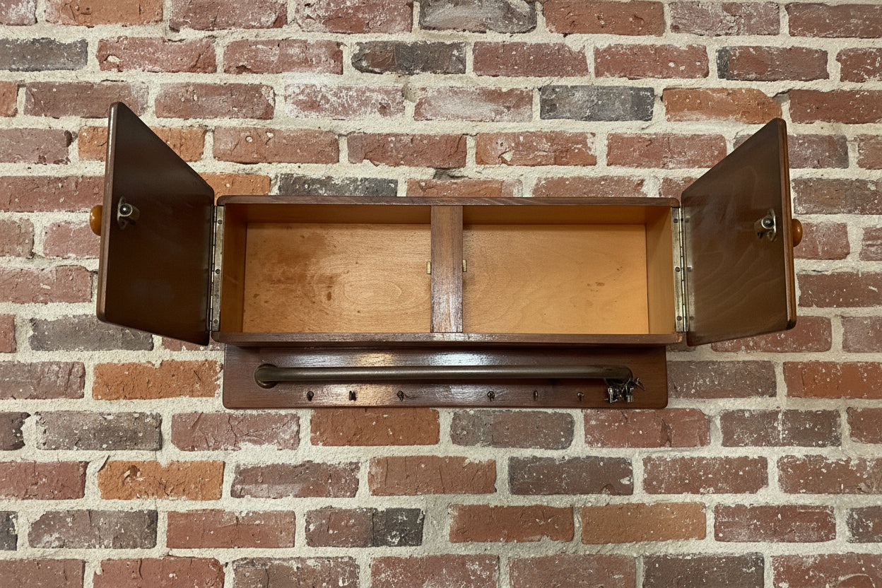 Mid-Century Küchen-Hängeschränkchen - mit Handtuch-Stange