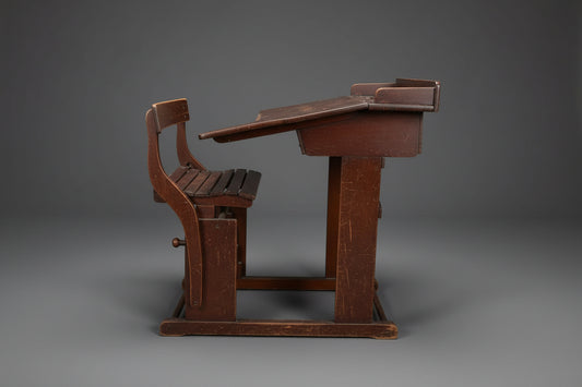 Historische Naether Schulbank mit Klapptisch