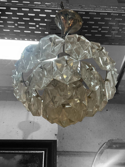 70er Kristall Kronleuchter 4-flammig - Kinkeldey