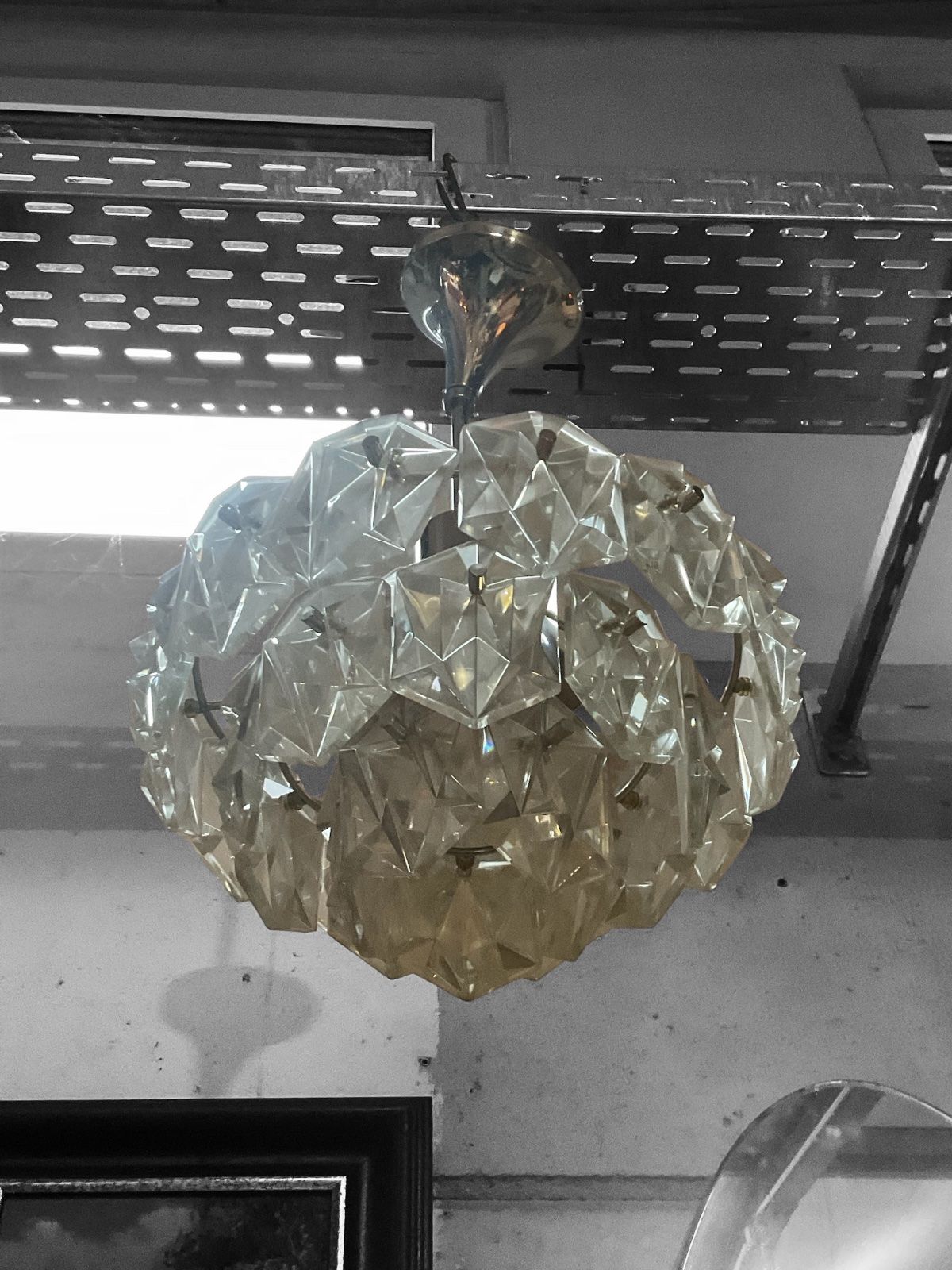 70er Kristall Kronleuchter 4-flammig - Kinkeldey