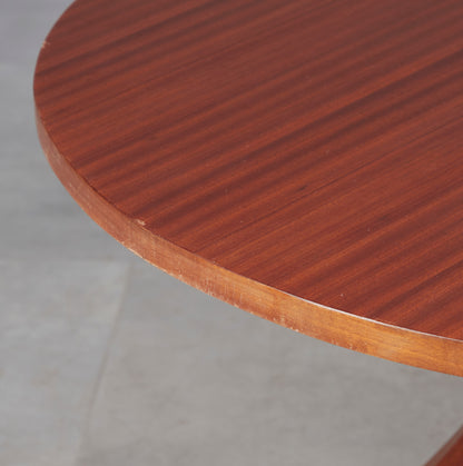 Runder Biedermeier-Wohnzimmertisch, Mahagoni furniert