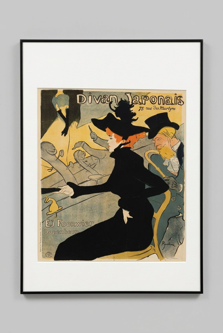 Gerahmter Kunstdruck Divan Japonais nach Toulouse-Lautrec, 102 × 70 cm