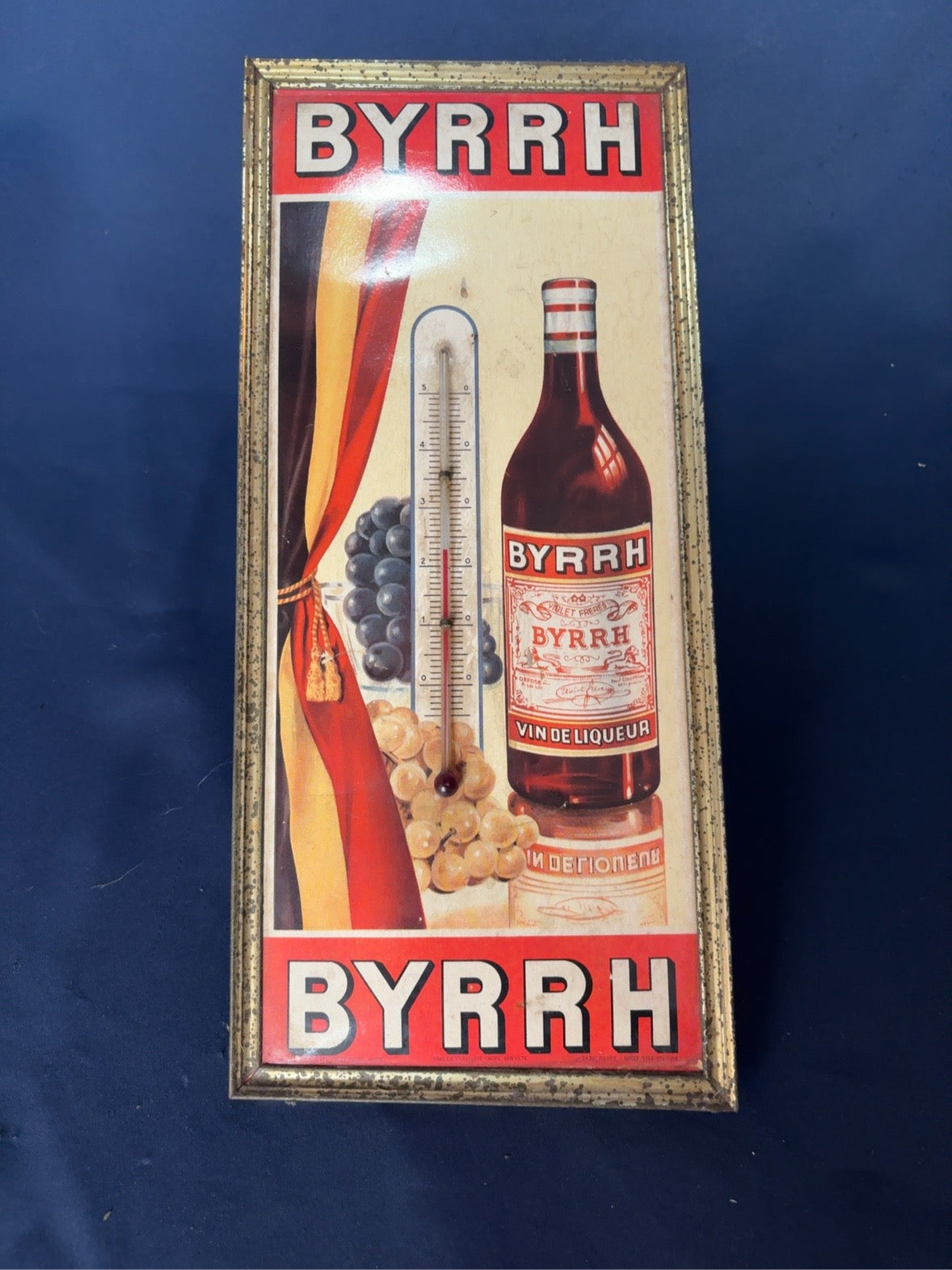 Vintage BYRRH Werbethermometer aus Frankreich, 34 x 15 cm, Vorderseite