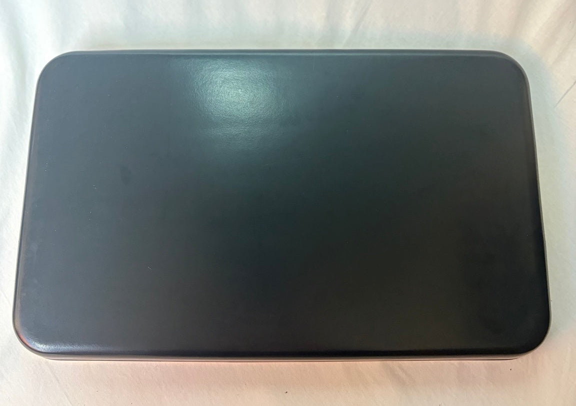 Vintage Lacktablett mit Irisblüten &amp; Schmetterlingen – Schwarz/Gold – 47,5 cm - Artikelbild von Fummel & Gedöns Secondhand-Store