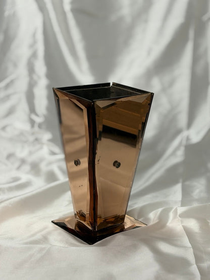 Vintage Rauchspiegelglas Vase Übertopf, Gesamtansicht
