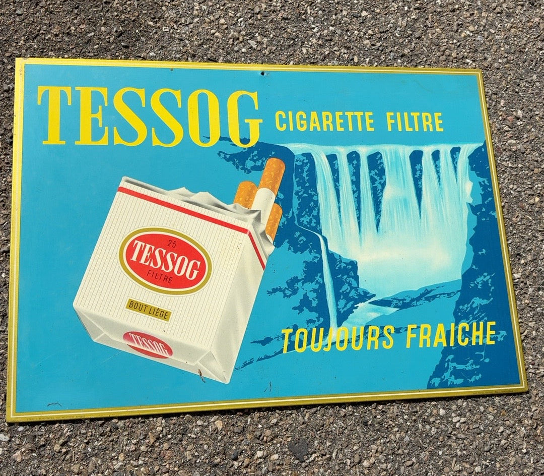 TESSOG Zigaretten Werbeschild 1960er–1970er – „Toujours Fraiche“ - Artikelbild von Fummel & Gedöns Secondhand-Store